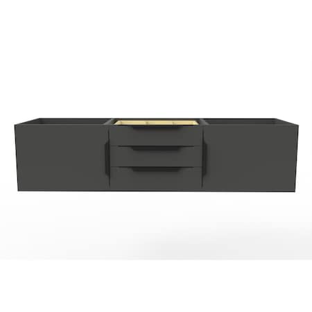 Castello Usa Alpine 60" Wall Mounted Black Vanity Base with Black Handles CB-MC-60BLK-BL-VBO